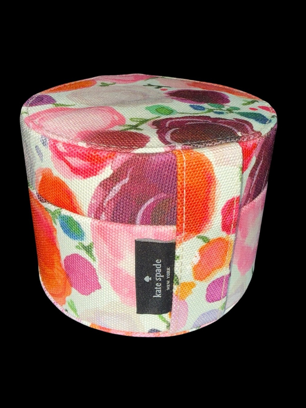 kate spade multicolor watercolor floral round jewelry case